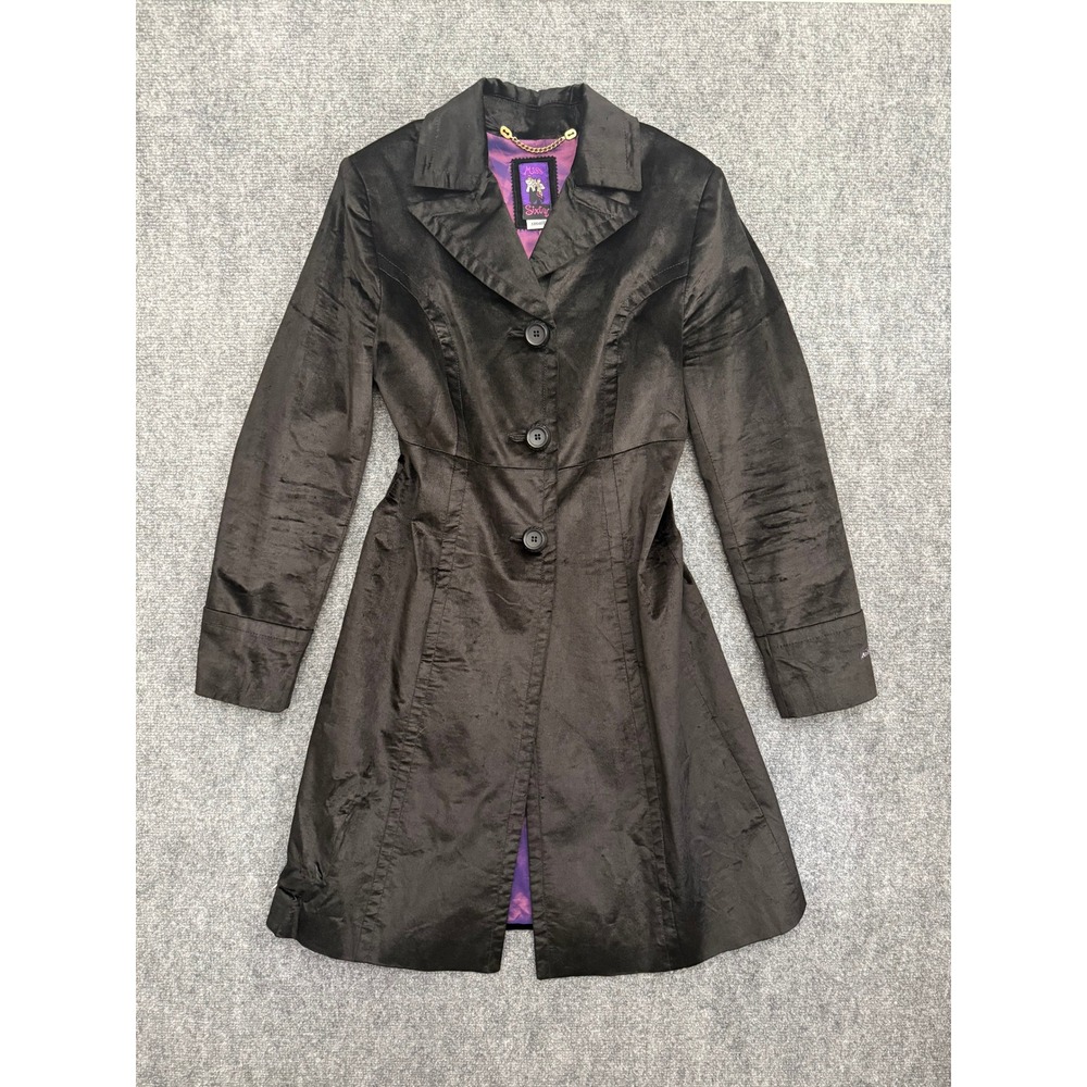 VTG Miss Sixty S.P.A. Made in Italy Sateen Longline Trench Coat Vampy Goth SMALL